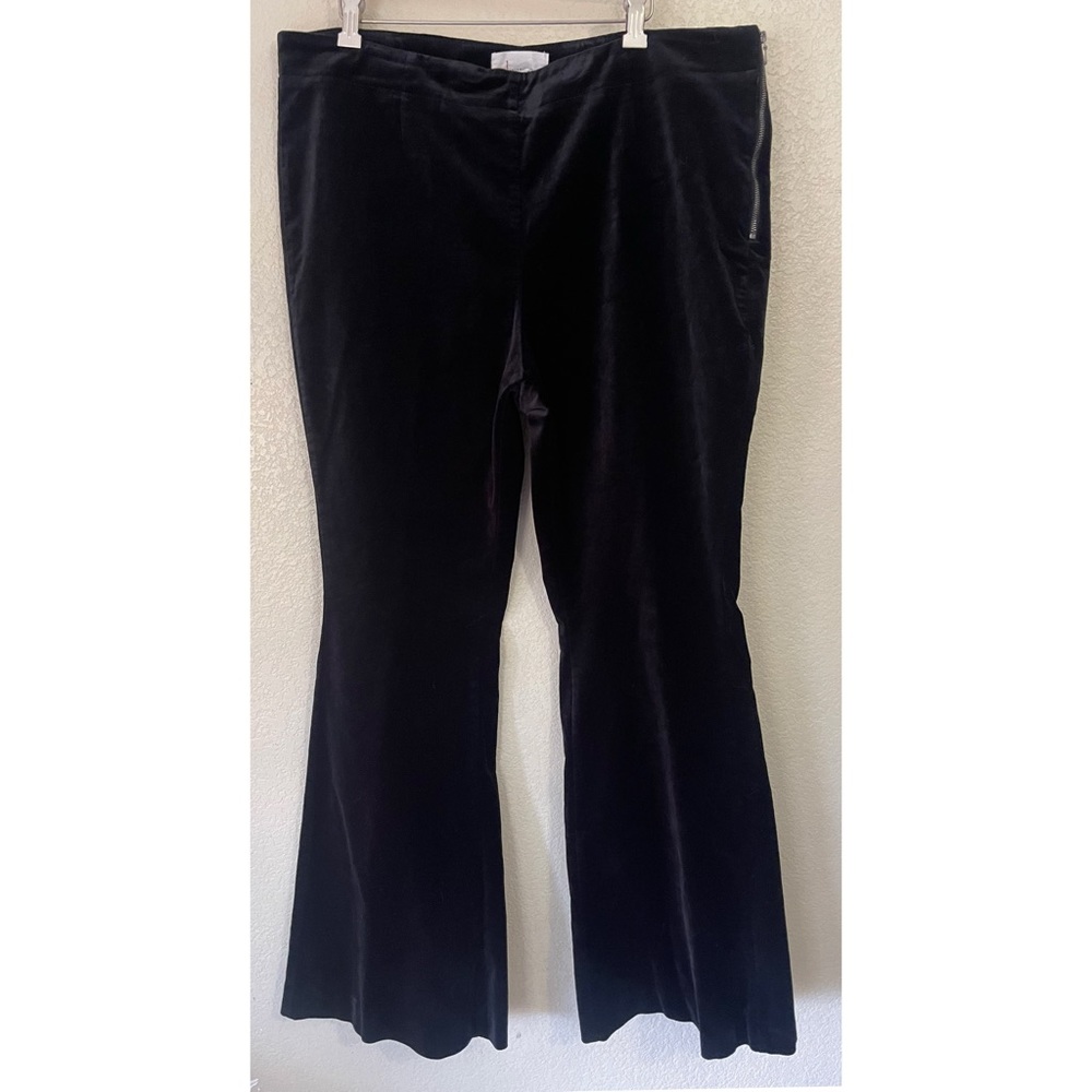 ANTHROPOLOGIE Velvet Flare Leg Pants Side Zip High Rise 22W 40” Waist